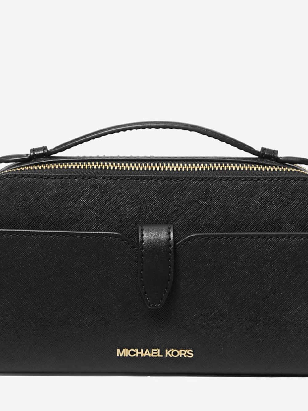 Michael Kors Black Leather Top-Handle Men’s Satchel with Gold Hardware